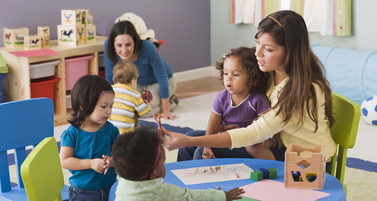 Teachers and toddlers in daycare